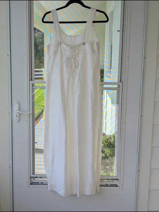 NWT J Jill Women’s White Linen Maxi Dress 100% Linen shell Cotton lining - Picture 2 of 5